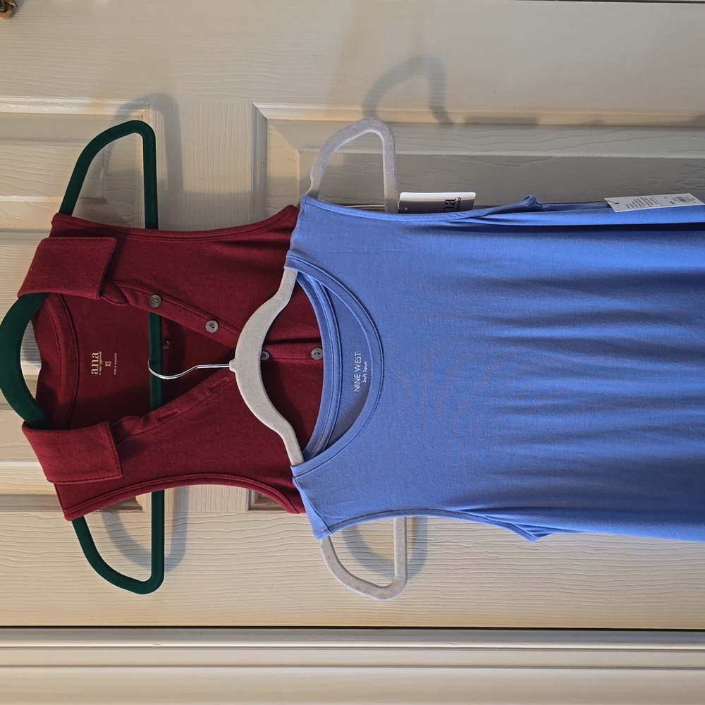 A.N.A & NINE WEST BRANDS WOMENS BLUE AND RED/BROWN TANK TOP BUNDLE SIZE XS
